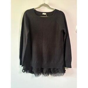 Garnet Hill 100% Cashmere Sweater w/ Lace Hem Detail